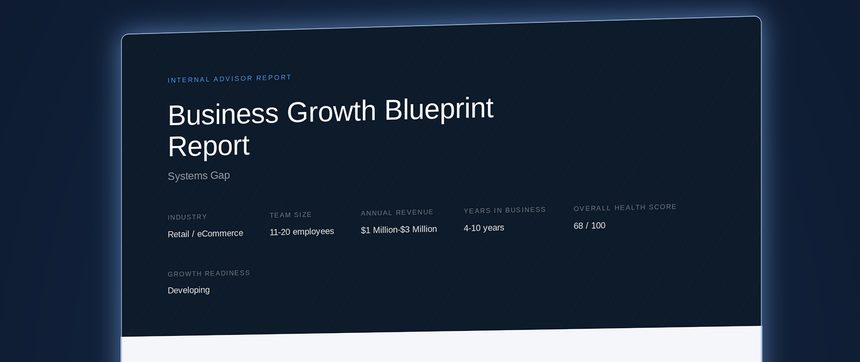 Top of Mike's Business Growth Blueprint report